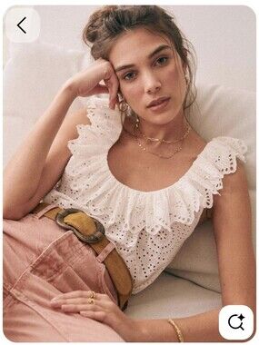 Sezane Rosa Broderie Top